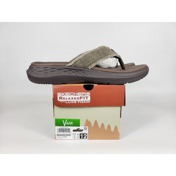 Skechers Parson SD Gino Relaxed Fit Flip Flop Sandals Mens Size 12 Brown 205225 - Picture 1 of 9